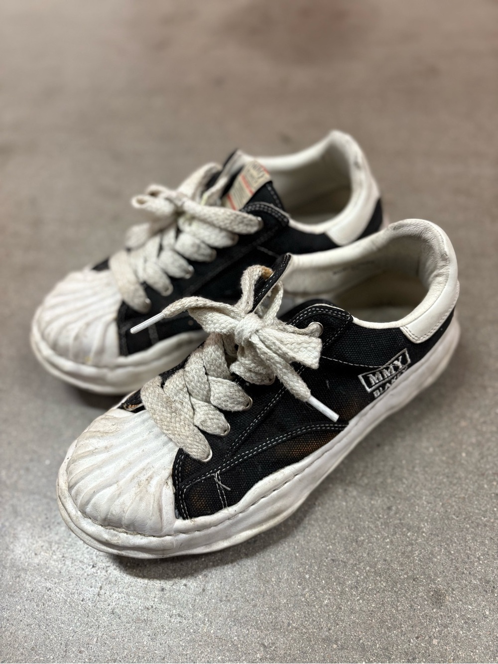 Miharayasuhiro Black and White Low-Top Shell Toe Sneakers